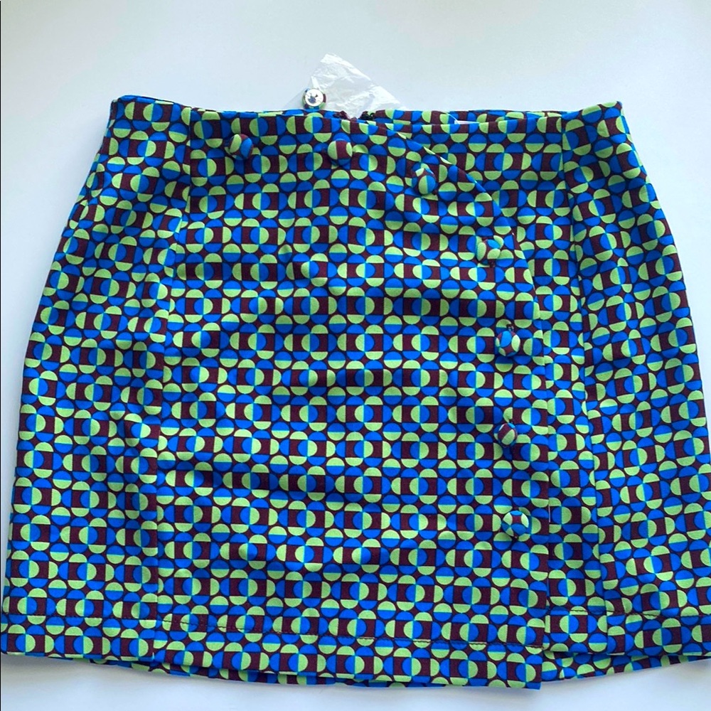 Urban Outfitters Blue and Green Patterned Pencil Skirt